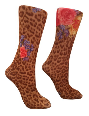 Soxtrot Knee High - Leopard Rose