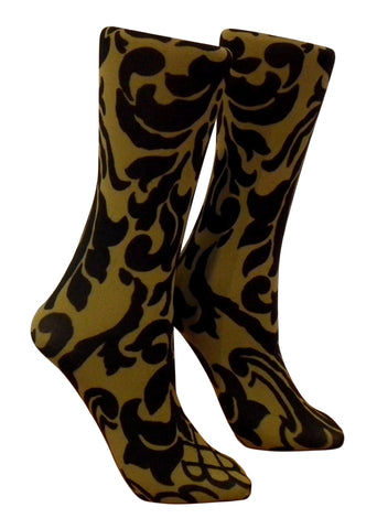 Soxtrot Knee High - Cartoon Damask Leaf