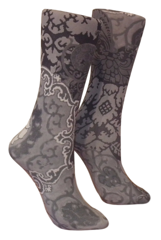 Soxtrot Knee High - Smokey Damask